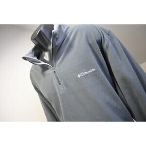 Columbia Fleece Jacket Fleece Gray 1/4 Zip Camp Hiking Mens Size 2XL XXL